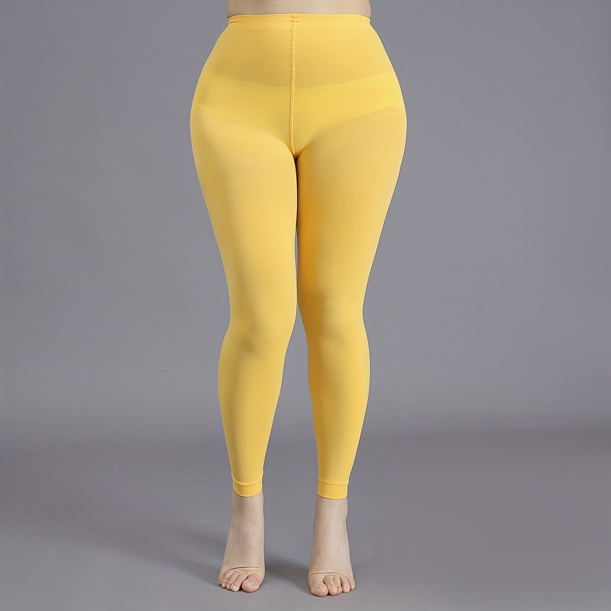  High Rise Stretchy Tights, 100D Solid Nylon, 0XL-3XL