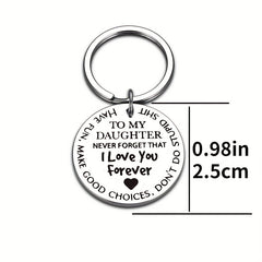 To My Daughter Son I Love You Forever Keychain Metal Key Ring Graduation Gift