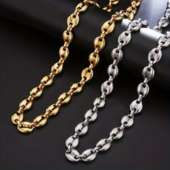 2pcs Stainless Steel Men's Coffee Bean Necklace Bracelet