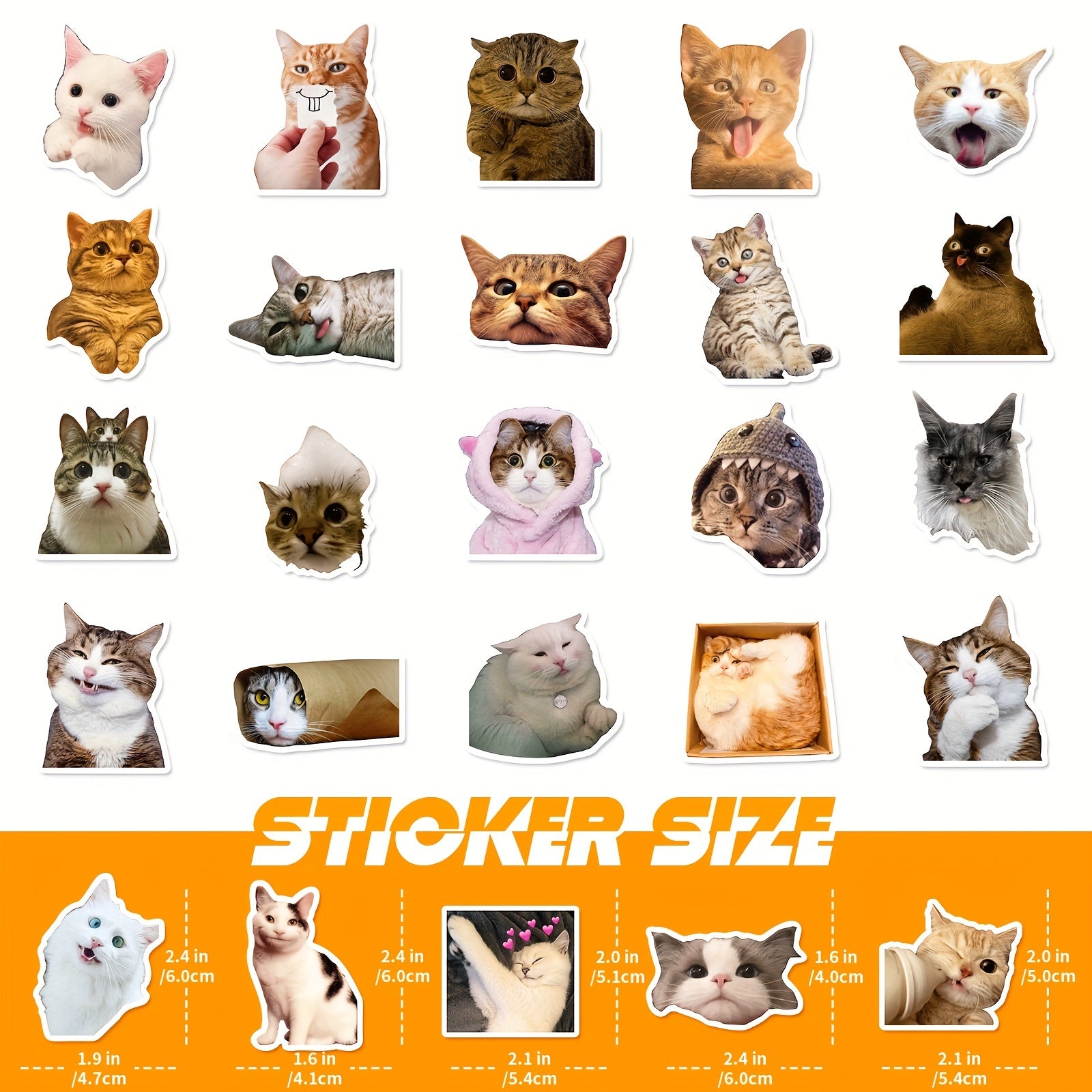100pcs Cat Expression Package Stickers Funny DIY Cat Head Stickers