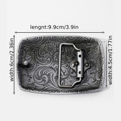 Vintage Turquoise Belt Buckle Geometric Engraved Western Cowboy Accessories