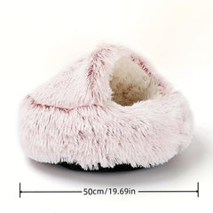 Plush Pet Bed With Non Slip Bottom - Warm and Comfortable Cat Naps