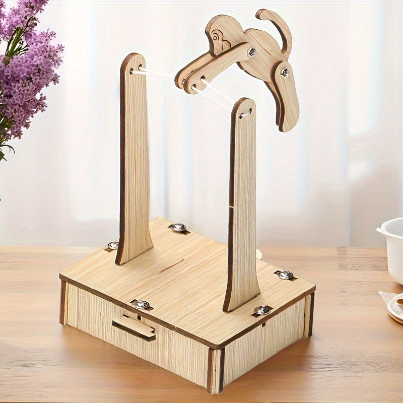 DIY Wooden Monkey Horizontal Bar Flip Toy Material Kit