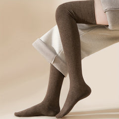 Solid Thigh High Socks Warm Over The Knee Socks Women's Stockings