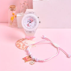 Silicone Butterfly Strap Girls' Watch Set