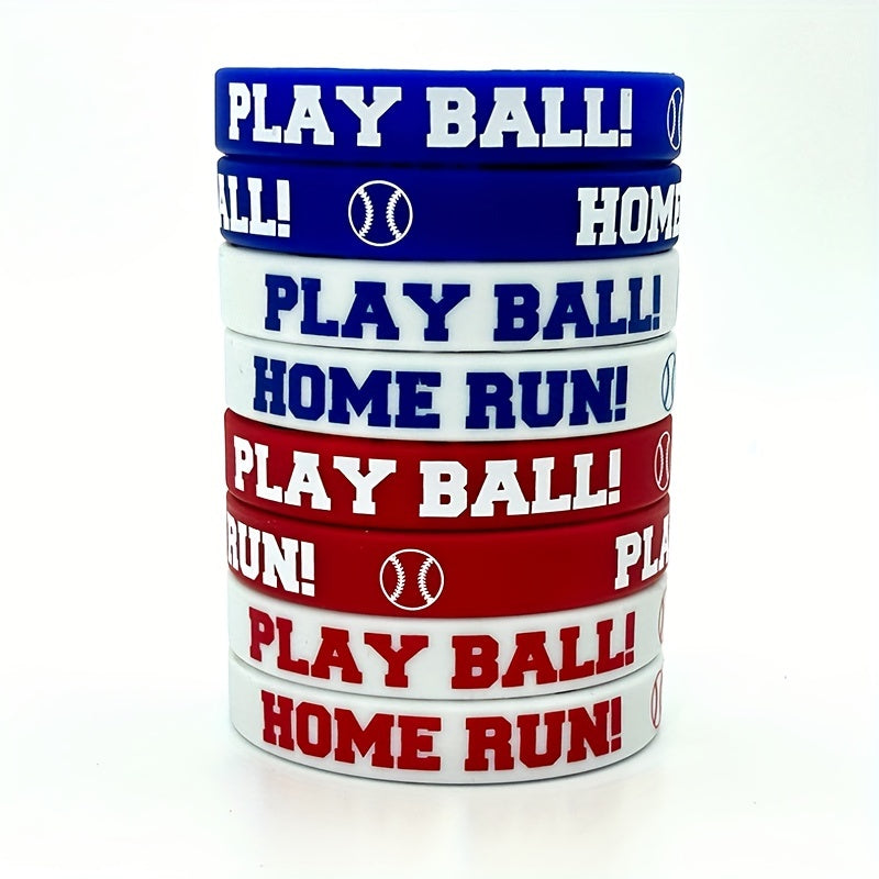 Home Run Baseball Bracelet 8 Pcs Silicone Play Ball Party School Competition Wri