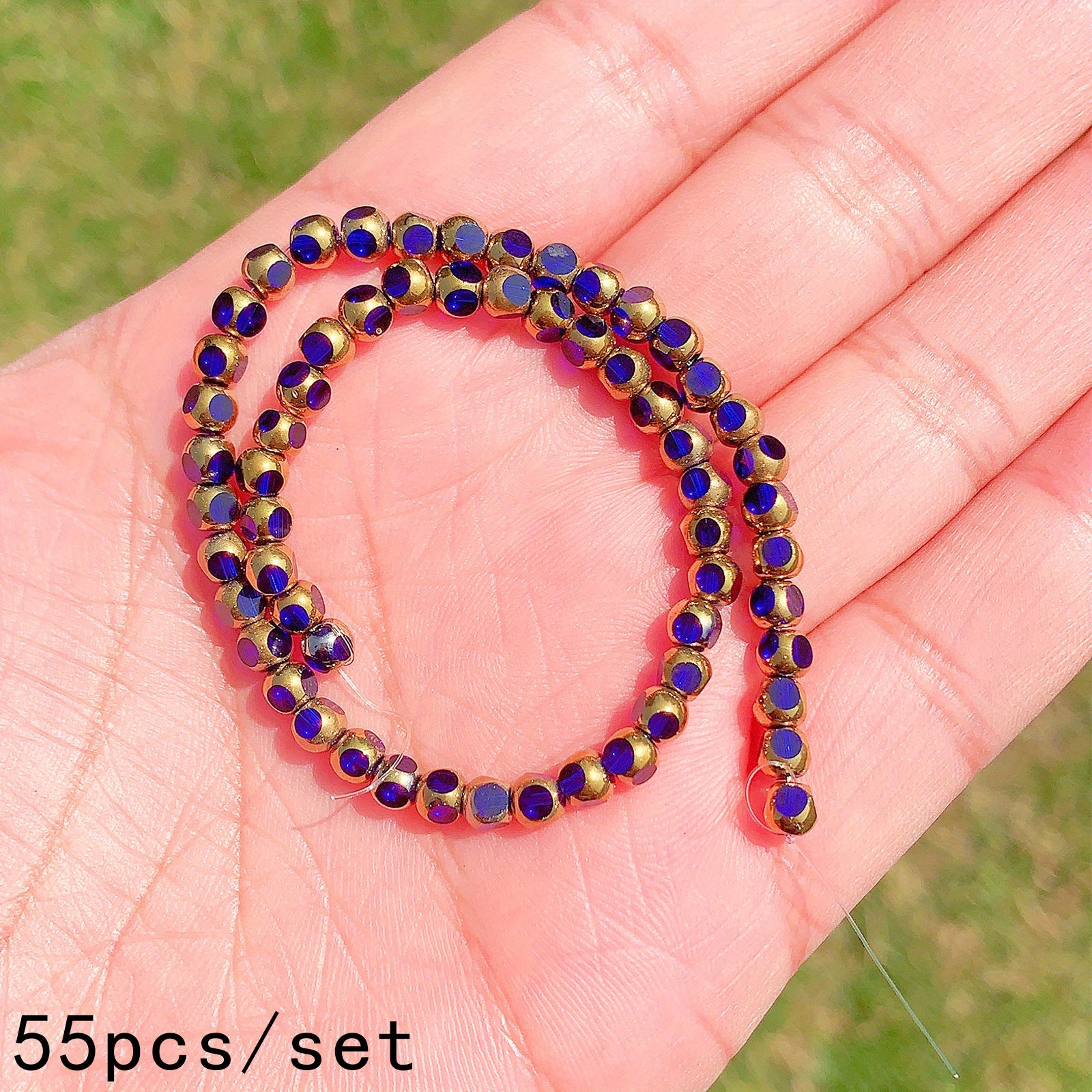 55pcs Spherical Edge Crystal Beads Faceted Glass Beads for DIY Bracelet