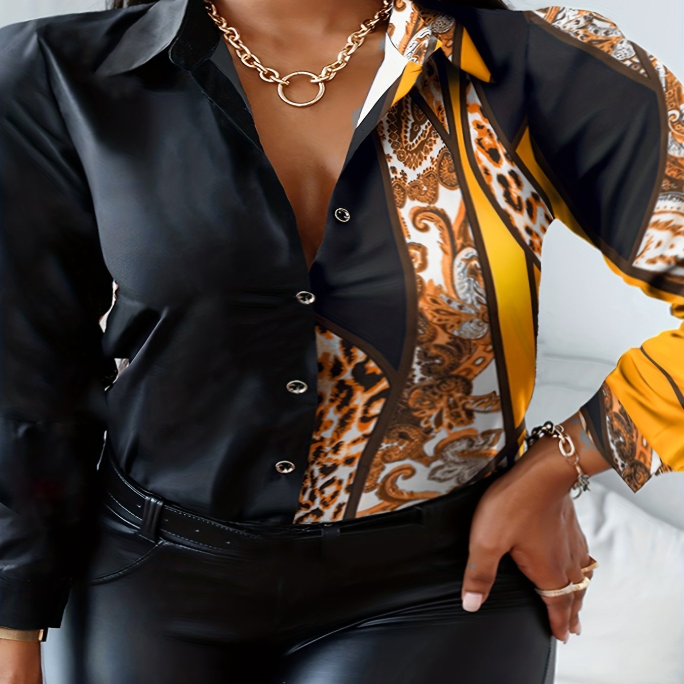  Paisley Print Long Sleeve Button Up Shirt