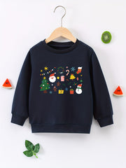 Christmas Stickers Boys Sweatshirt Long Sleeve Pullover