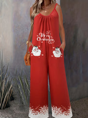  Skull Print Wide Leg Jumpsuit