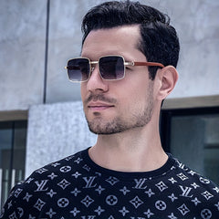 Men's Square Sunglasses Mature Business Beach Windproof Glasses