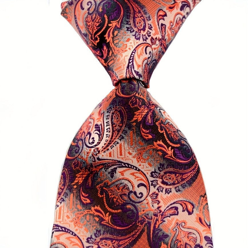 Men's Classic Plaid Floral Tie Suit Business Necktie