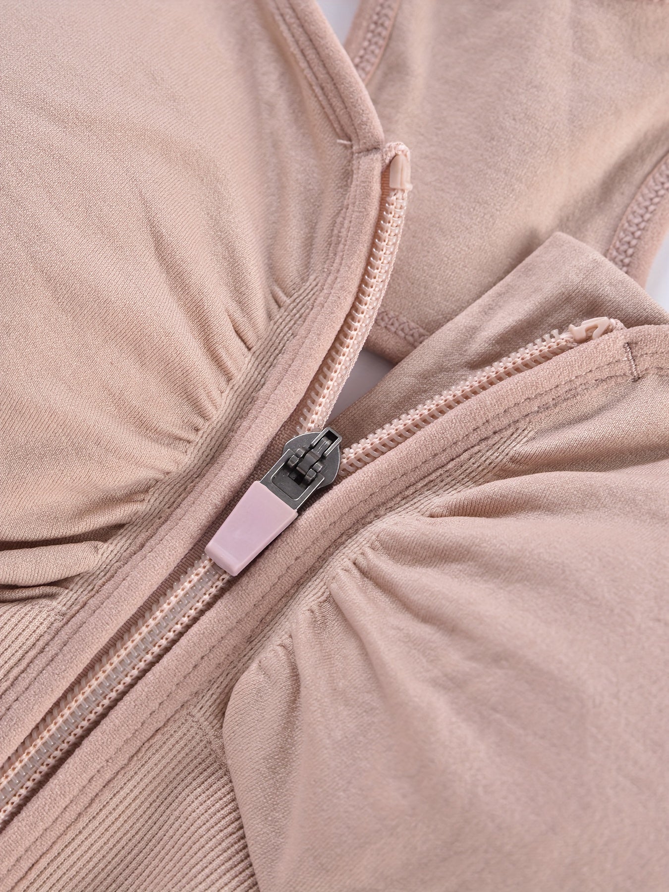 Cut Out Zipper Sports Bra Breathable Push Up Shockproof Women's Underwear