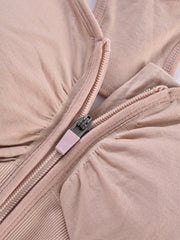 Cut Out Zipper Sports Bra Breathable Push Up Shockproof Women's Underwear