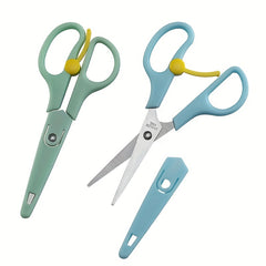 2pcs Stainless Steel Scissors With Cover - Ideal for School, Office, Home