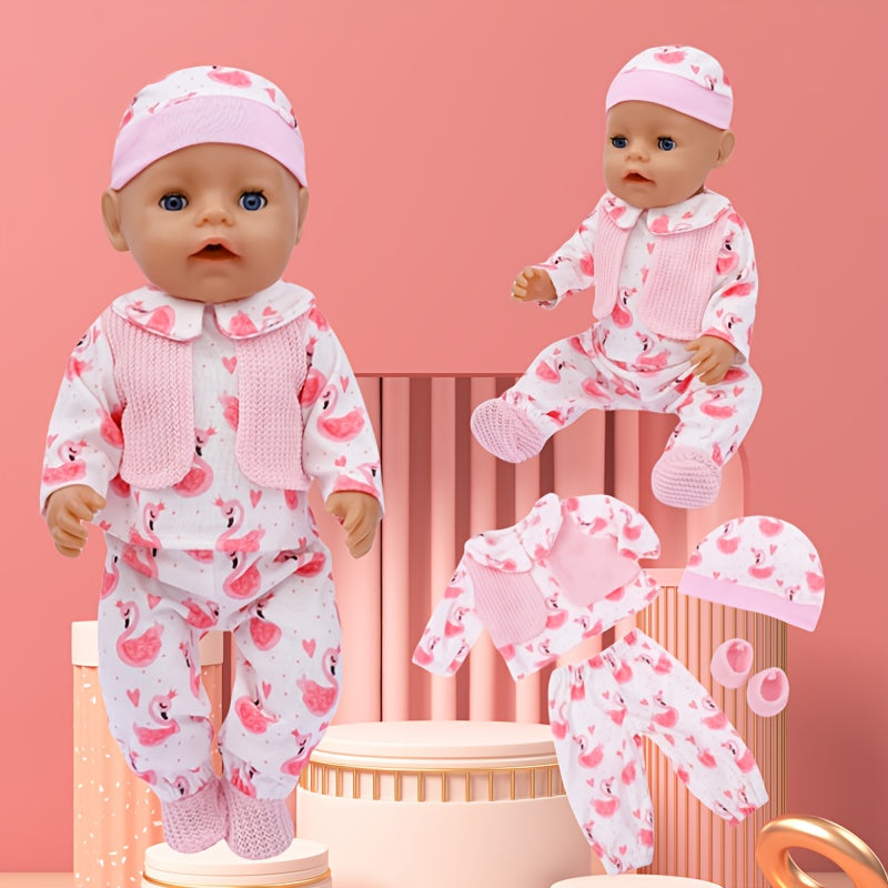 4pcs Flamingo Girl Doll Clothes for 17-18 inch Reborn Dolls