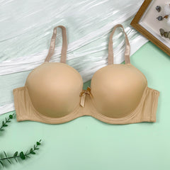  Solid Bow Knot Underwire Back Closure Bra