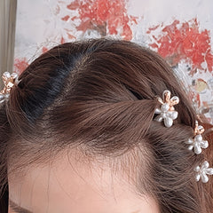 Faux Pearl Flower Hair Clips for Girls and Women