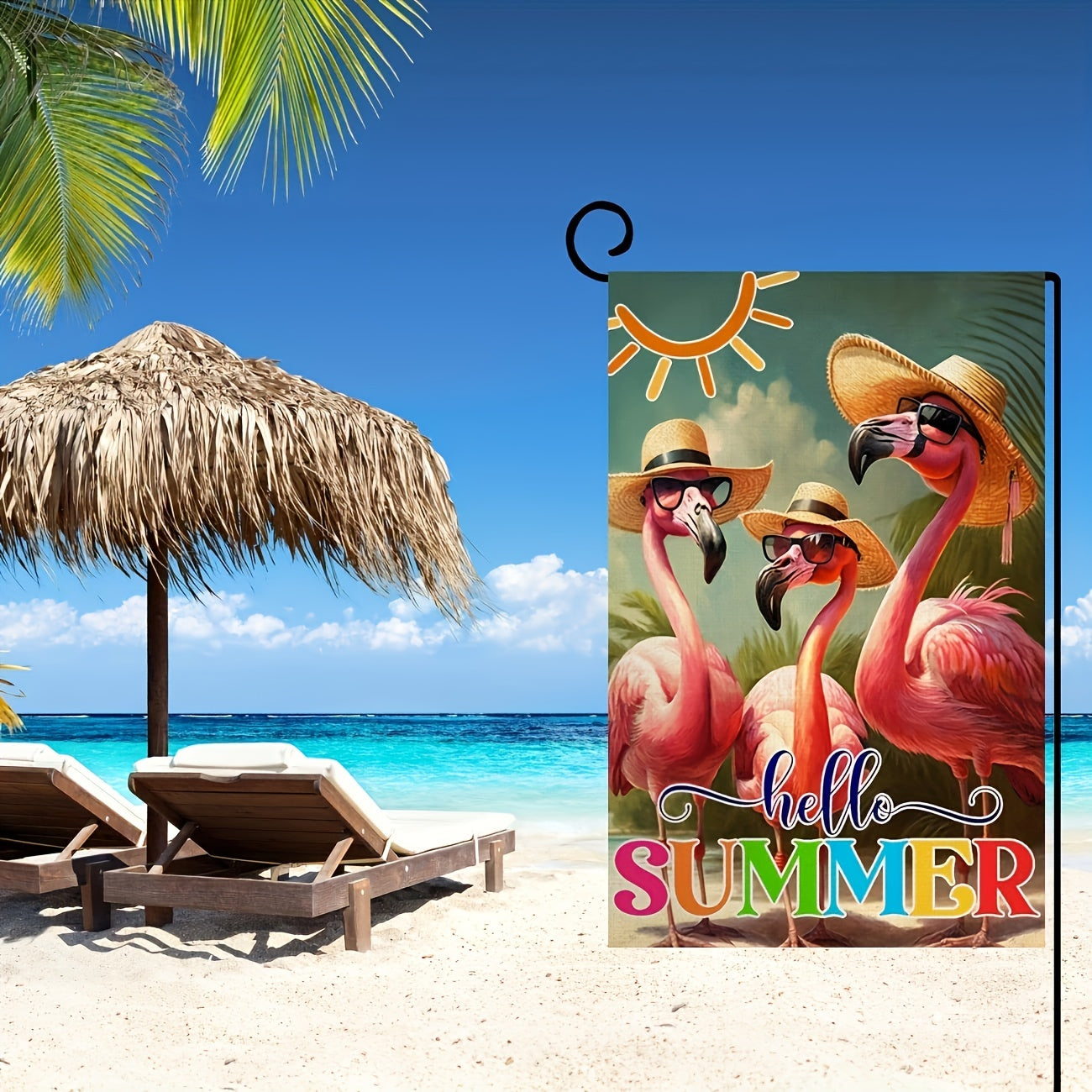 Summer Flamingo Garden Flag Double Sided Beach Funny Holiday Decoration