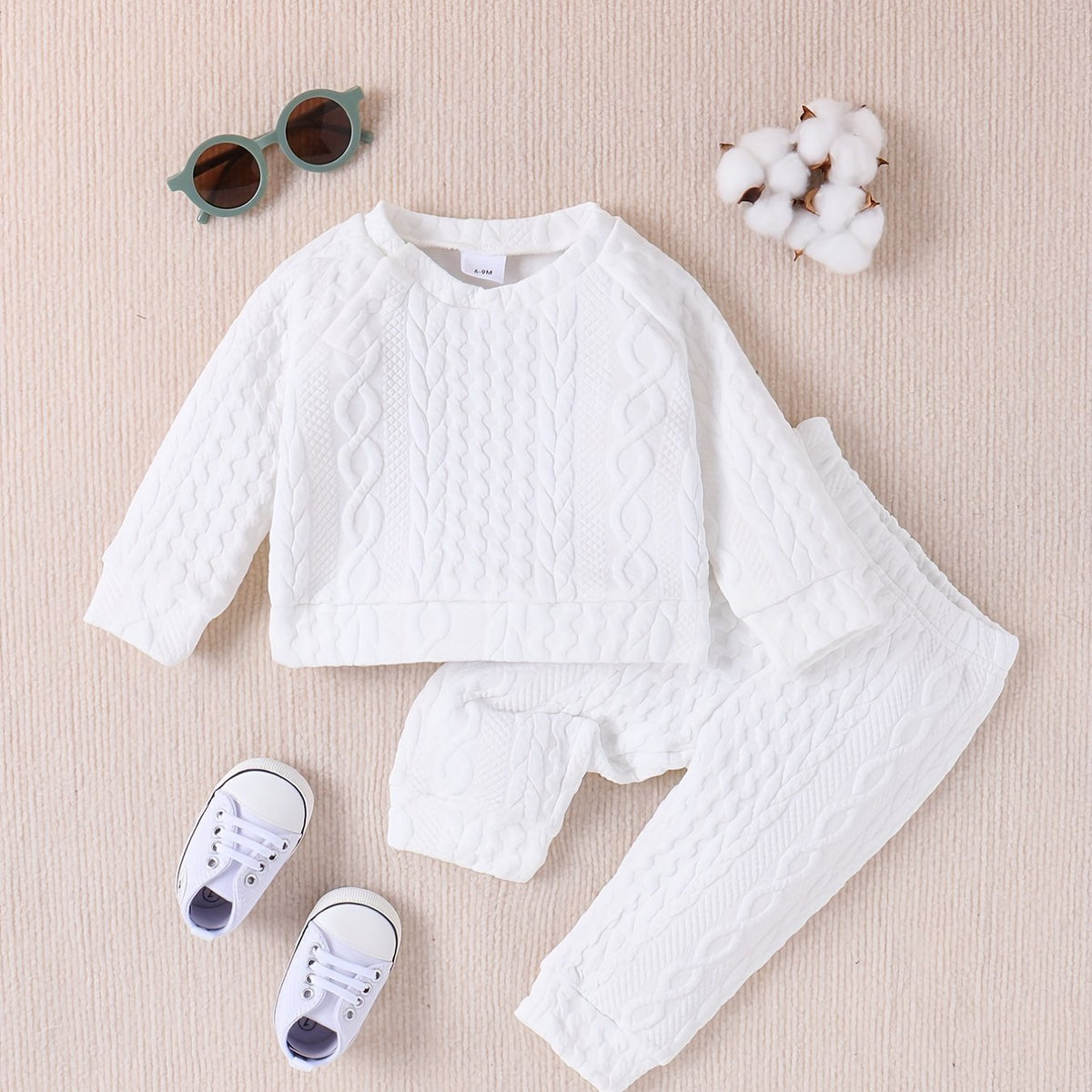 Unisex Baby Cable Knit Sweater & Pants 2pcs Outfit