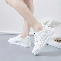 Women Round Toe Flat Sneakers Lace Up Low Top Board Shoes