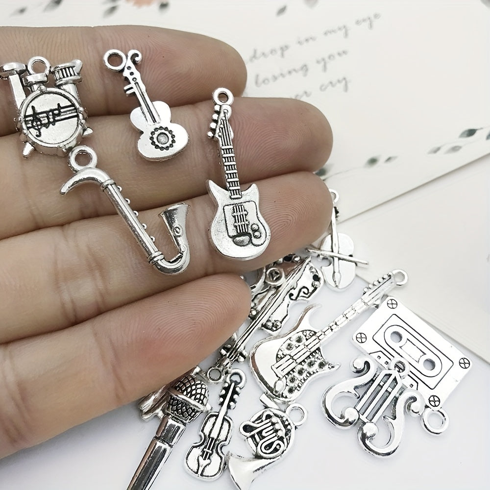15pcs Antique Silver Musical Instrument Charms For Jewelry Making