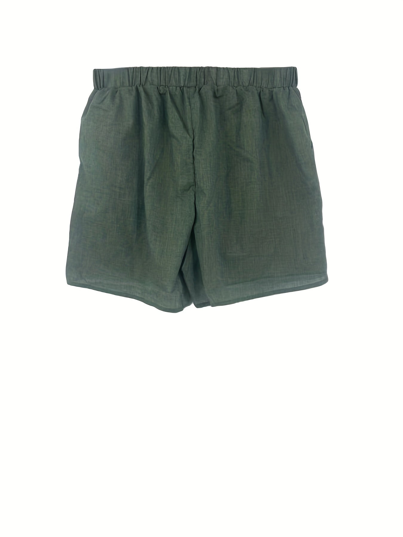 Women's Plus Solid V Neck Tank Top & Shorts Set
