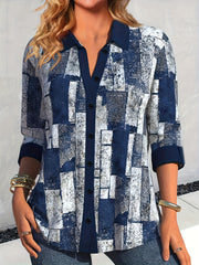  Women's Denim Print Button Up Shirt