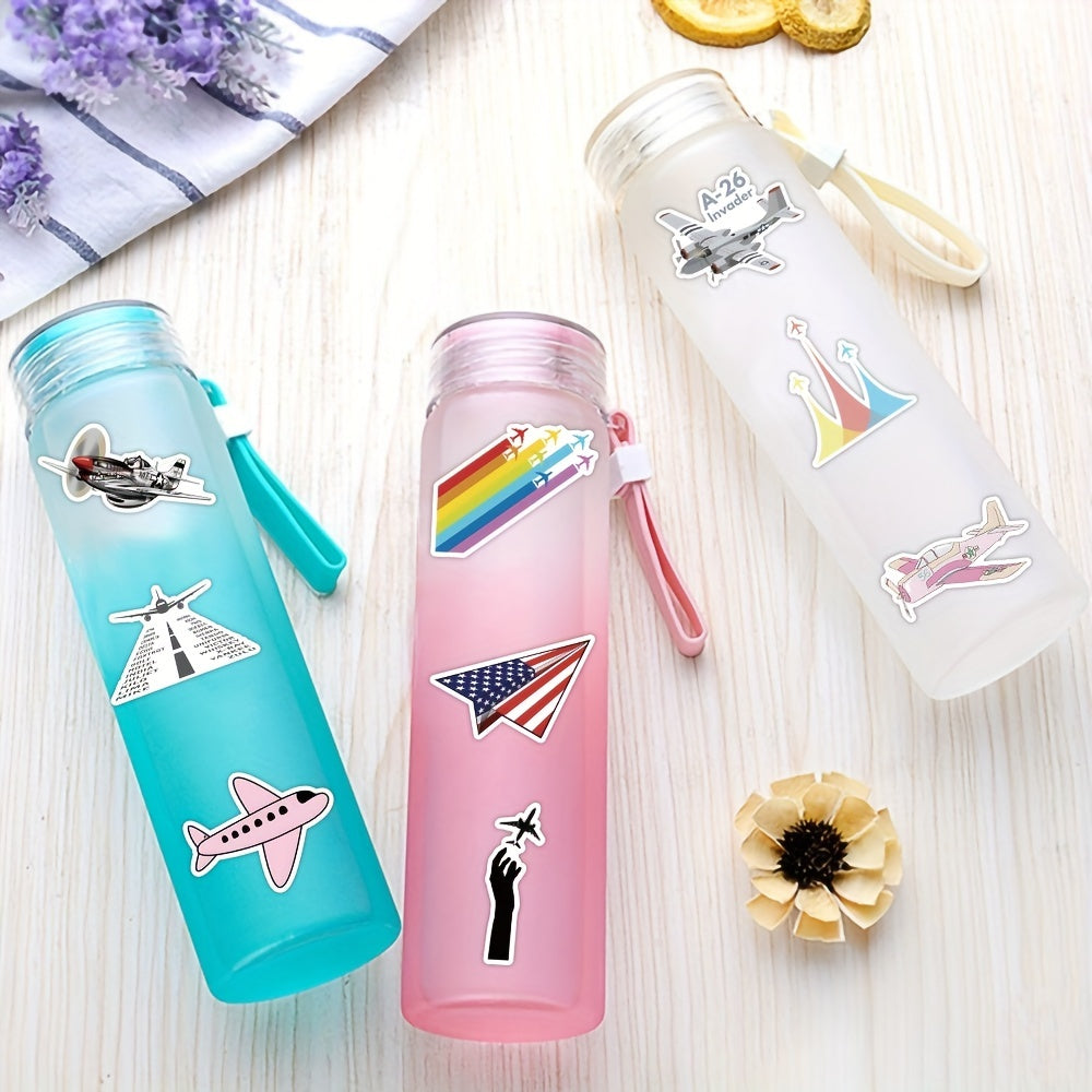 50pcs Aircraft Waterproof Decals For Bottles Laptop Luggage