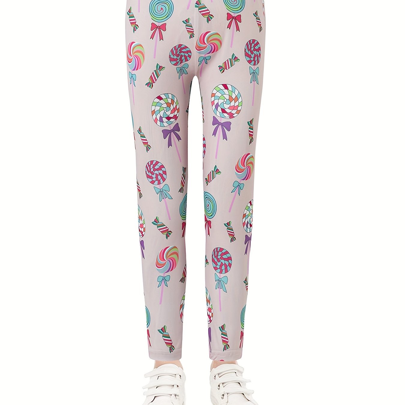 Girls Lollipop Print Slim Fit Leggings for Kids