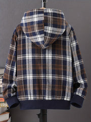 Boys Plaid Fleece Zip Up Jacket for Fall Winter