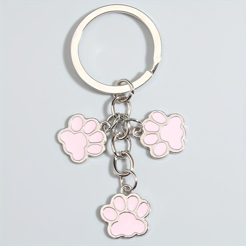 Cartoon Pet Paw Keychain Key Ring Purse Bag Backpack Car Key Charm Earbud Case