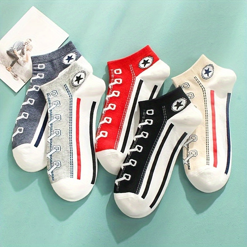 Canvas Shoes Print Ankle Socks Women's Stockings