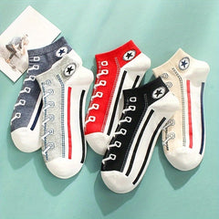 Canvas Shoes Print Ankle Socks Women's Stockings