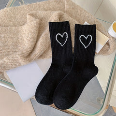 Heart Print Socks Soft & Comfy Mid Tube Women's Stockings