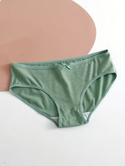 5pcs Bow Decor Bikini Panties Low Waist Intimates Women's Lingerie
