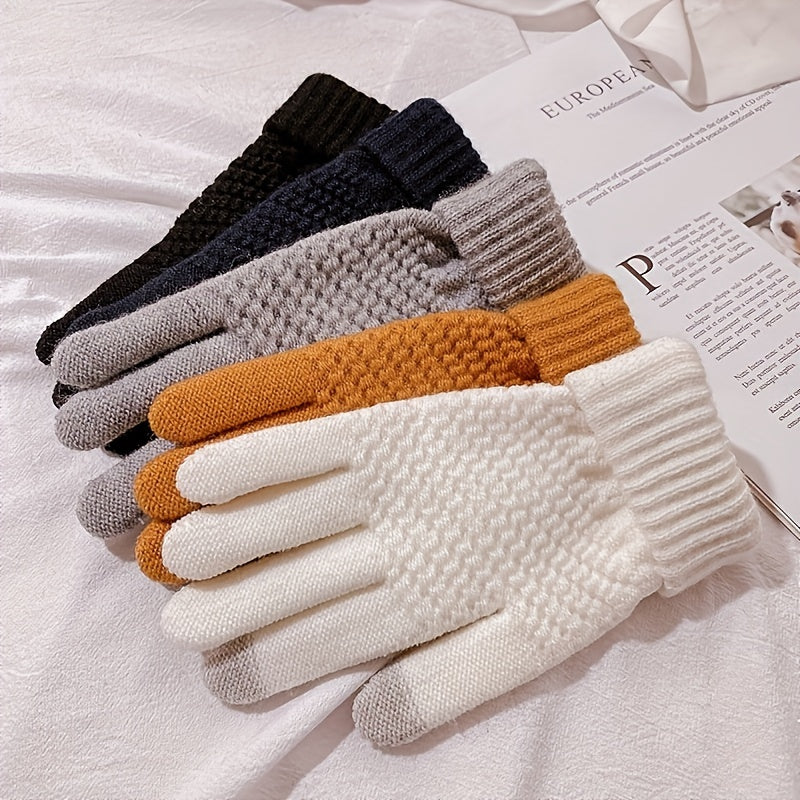 Warm Fleece Lined Knit Touch Screen Gloves for Cold Weather