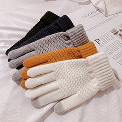 Warm Fleece Lined Knit Touch Screen Gloves for Cold Weather