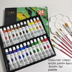 Acrylic Paint Set 31pcs with Brushes & Palette