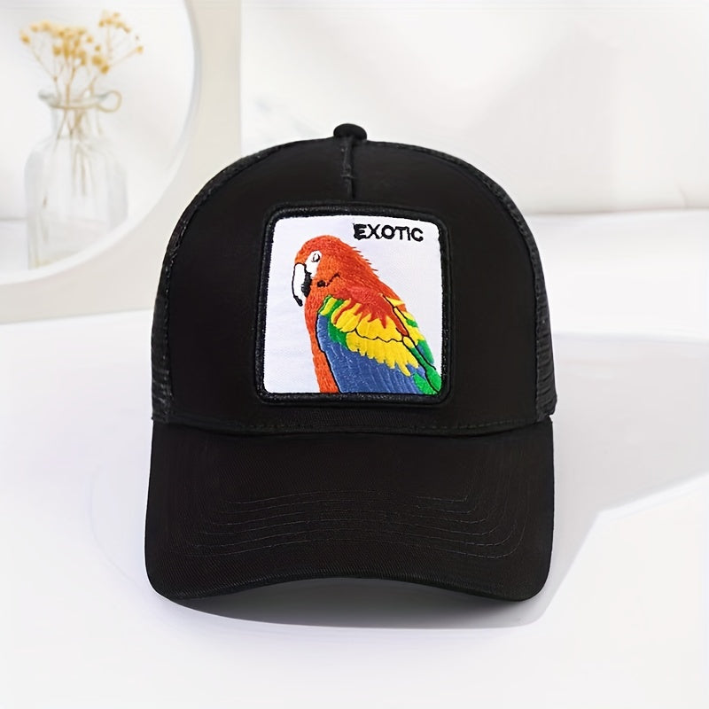 Parrot Embroidery Patch Trucker Hat Mesh Baseball Cap Lightweight