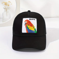 Parrot Embroidery Patch Trucker Hat Mesh Baseball Cap Lightweight