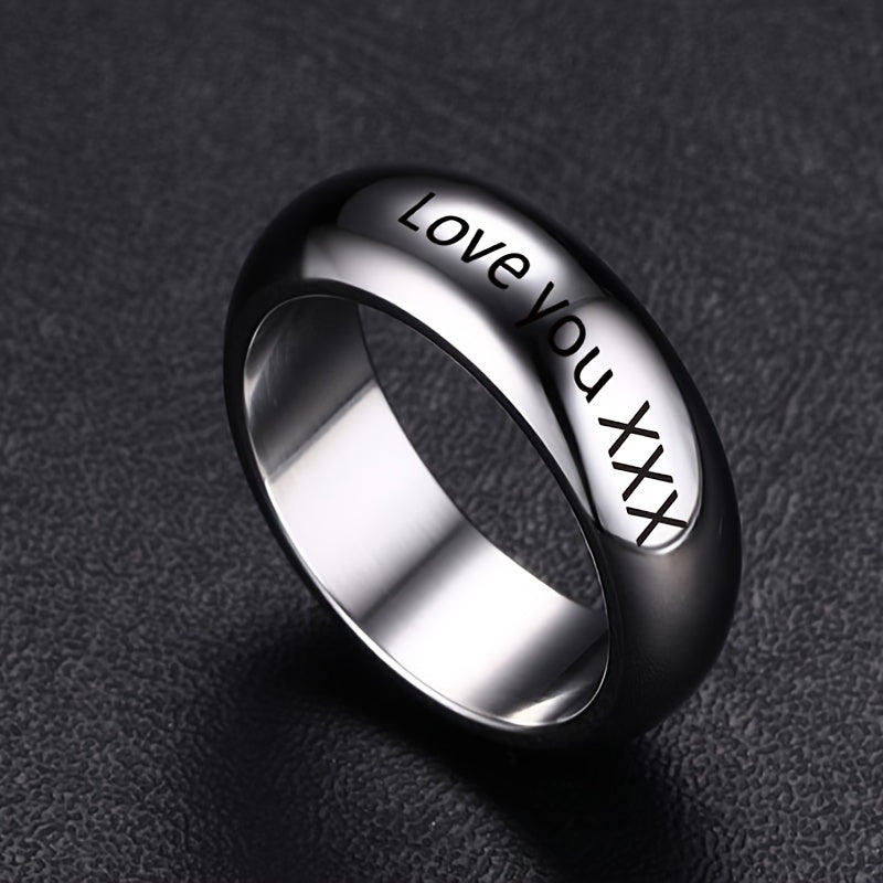 Cool Vacuum Plated Lettering Ring Men's Stainless Steel Ring