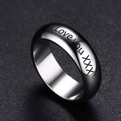Cool Vacuum Plated Lettering Ring Men's Stainless Steel Ring