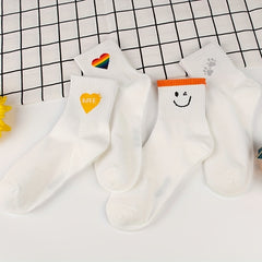 4 Pairs Cute Cartoon Print Crew Socks Women's Stockings