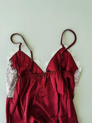 Lace Stitching Pajama Set V Neck Cami Top & Elastic Waistband Shorts