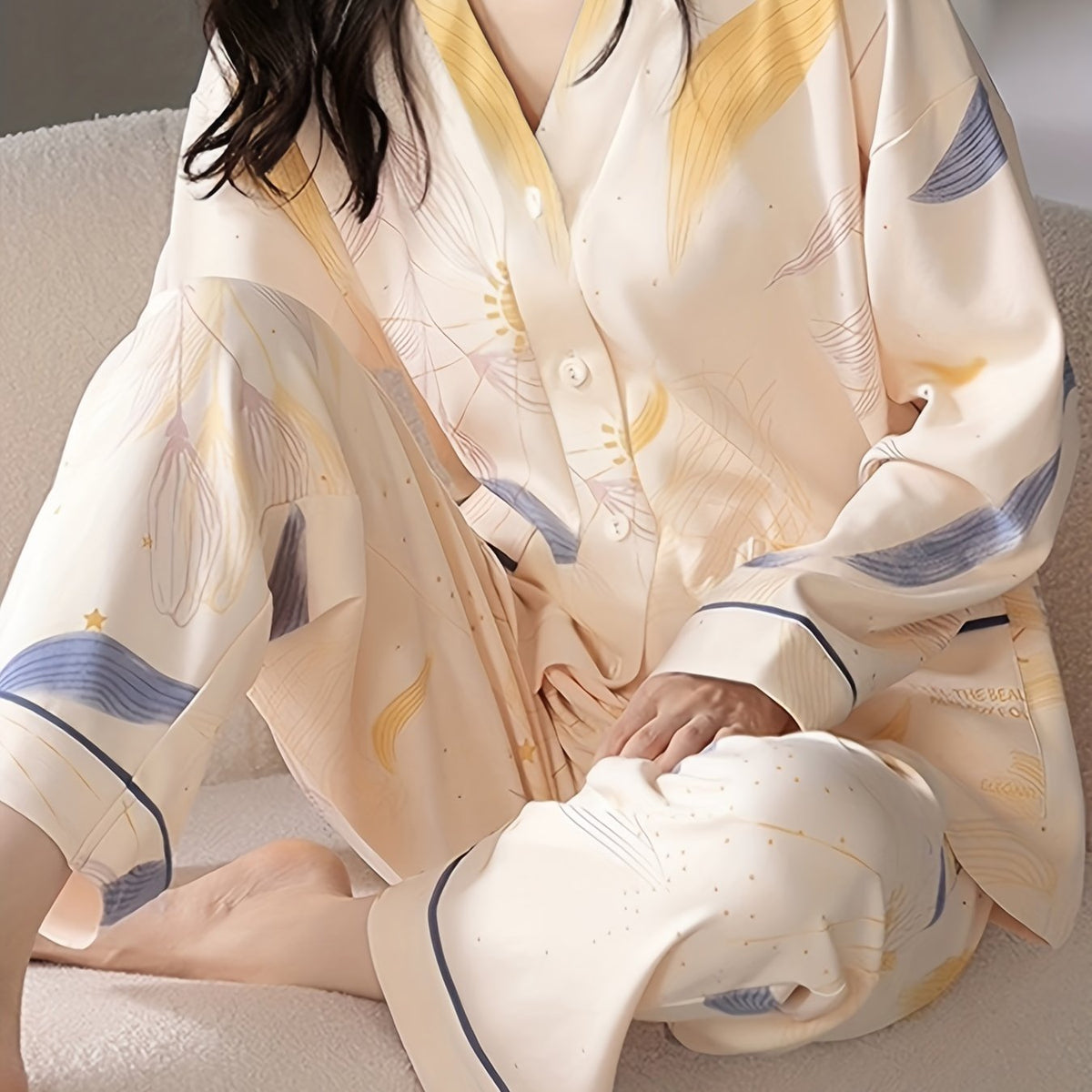 Floral Print Pajama Set Long Sleeve Top & Pants