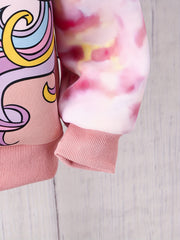 Girls' Unicorn Tie Dye Long Sleeve Fleece Jacket Coat