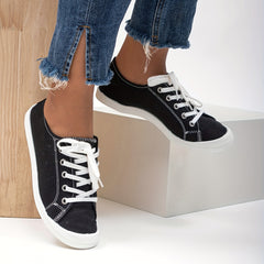 Women's Classic Canvas Shoes Casual Lace Up Low Top Shoes Lightweight