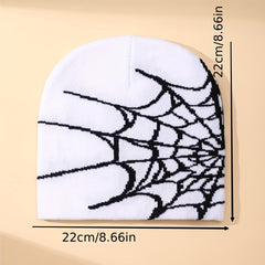 Men's Gothic Spider Web Jacquard Beanie Hat