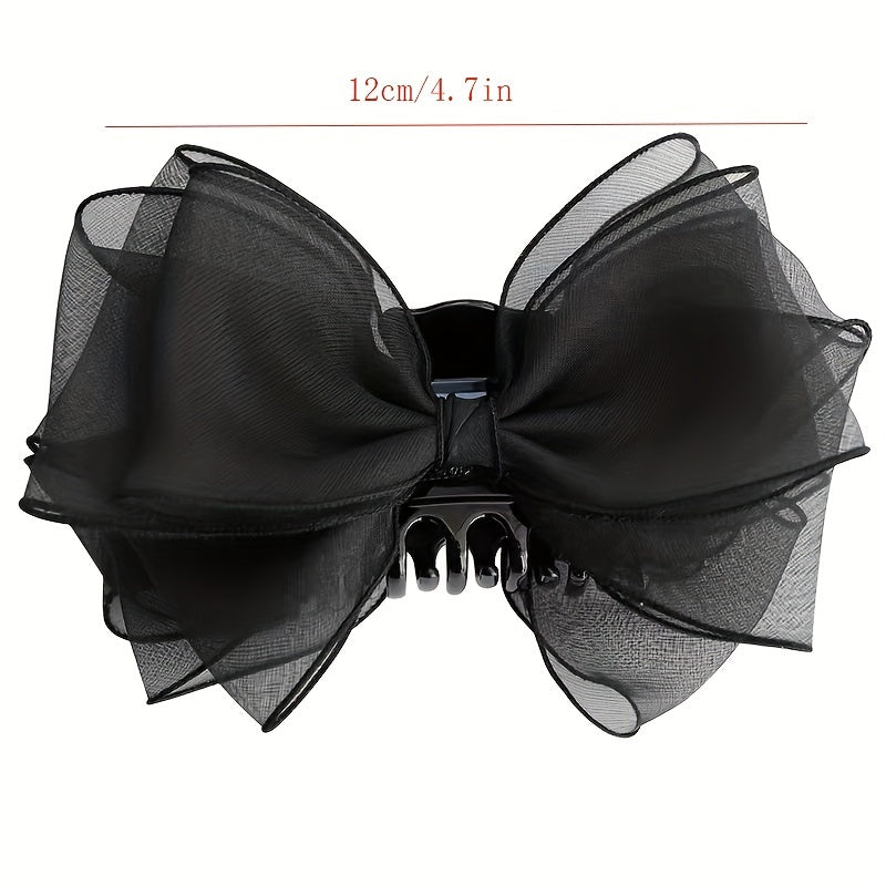 Bow Mesh Hair Claw Clip Non Slip Strong Hold Grip Hair Jaw Clip
